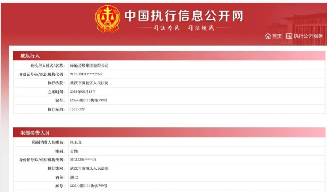 突發(fā)！綠地集團(tuán)董事長(zhǎng)被限制高消費(fèi)
